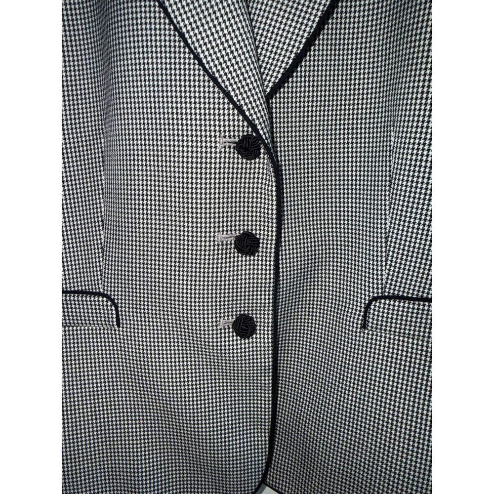 Stresa ASL Womens Houndstooth Skirt Suit Set Black White Size 10 Blazer Skirt - Picture 5 of 16